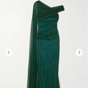 TALBOT RUNHOF Asymmetric cape-effect stretch-lamé gown